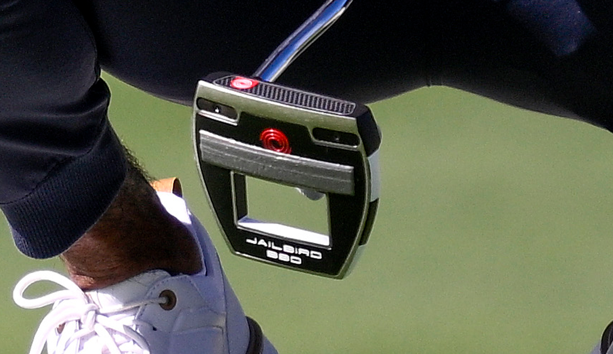 A close-up of Akshay Bhatia's putter