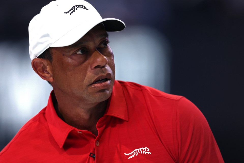 Tiger Woods of Jupiter Links Golf Club looks on before the match against the Los Angeles Golf Club at SoFi Center on March 24, 2026