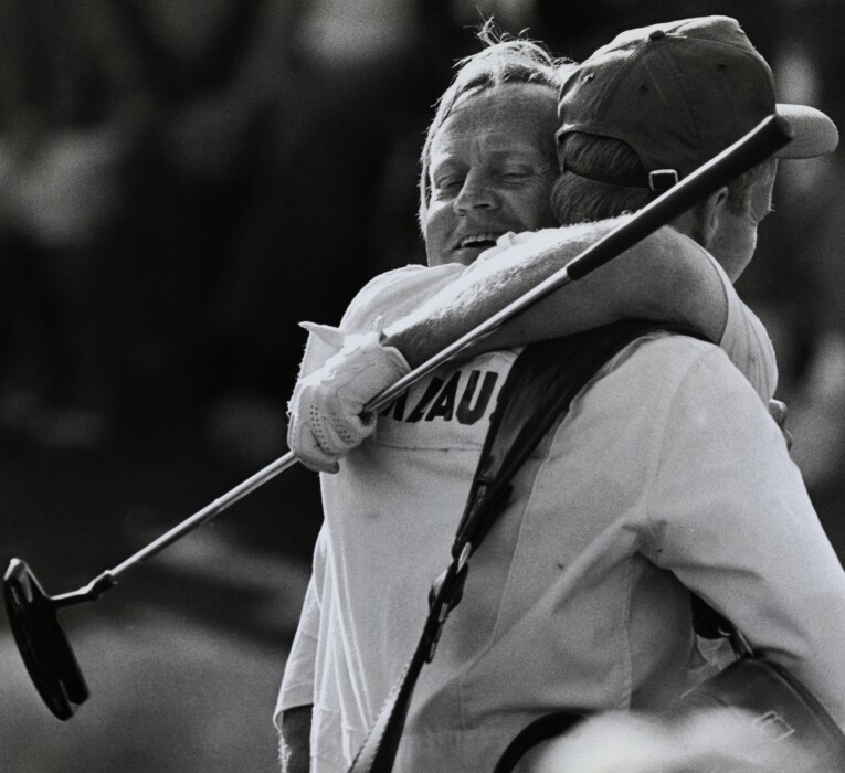Jack Nicklaus Hugging His Son