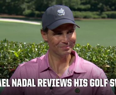 Rafael Nadal reviews the tape of his golf swing live from Augusta National ⛳️ | The Masters