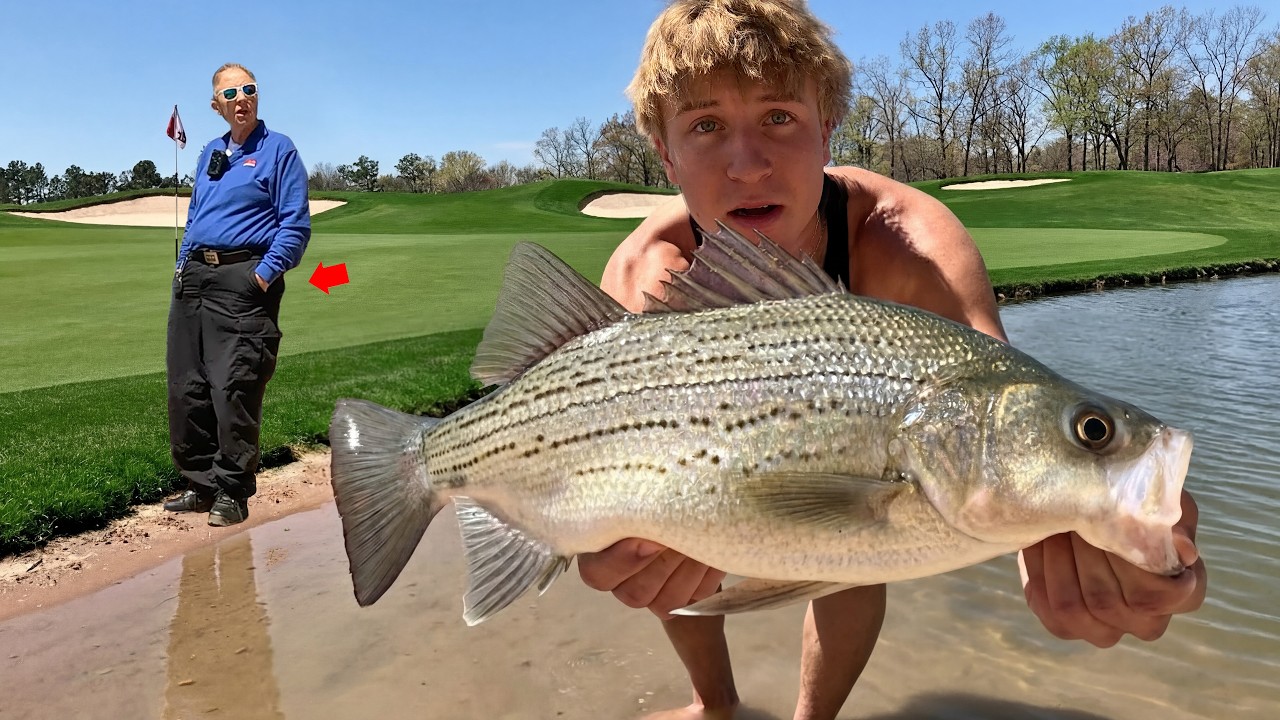 We Got KICKED OUT Fishing a Private Golf Course Pond!
