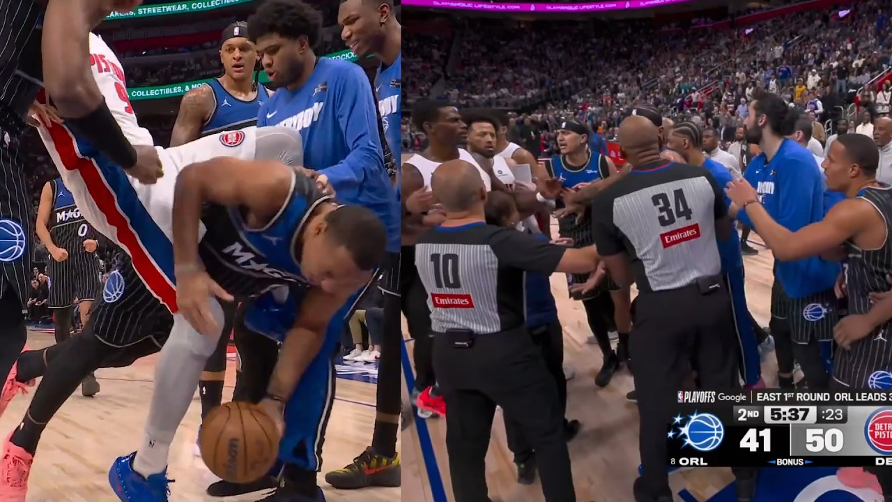 Pistons and Magic separated after Bane tried to stand up with Ausar over him 😂