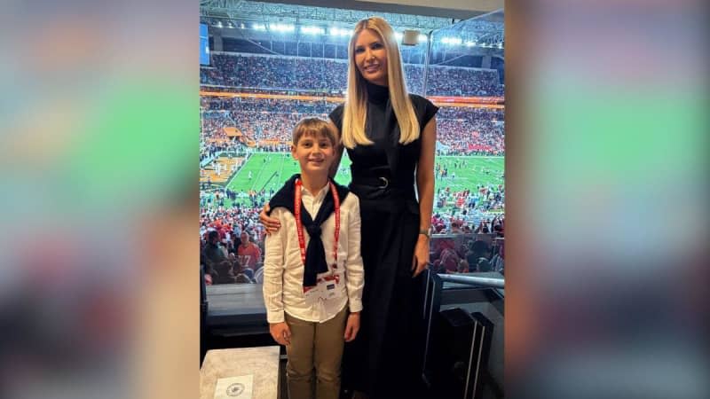 Ivanka Trump posed with her son, Theo, inside the president's VIP suite.@ivankatrumpInstagram