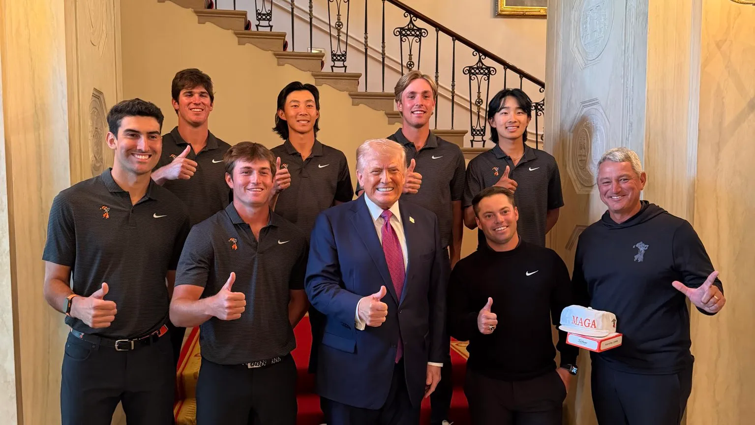 President Donald Trump honors Oklahoma State men's golf at White House