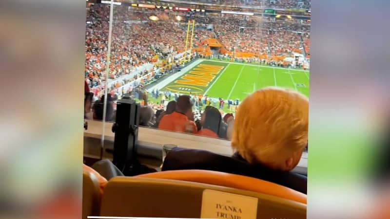 Donald Trump commandeered daughter Ivanka's seat for the big game. MEGA