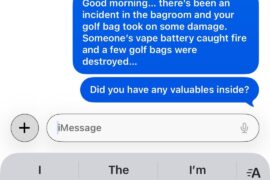 My colleague colluded with the pro at her club to play an April Fool’s prank on her golf-obsessed husband. She got a little AI help on the photo. Diabolical.