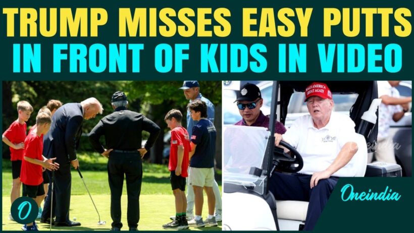 Trump MISSES Easy Putts in Front of Kids? Awkward Golf Moment on White House Lawn Goes Viral