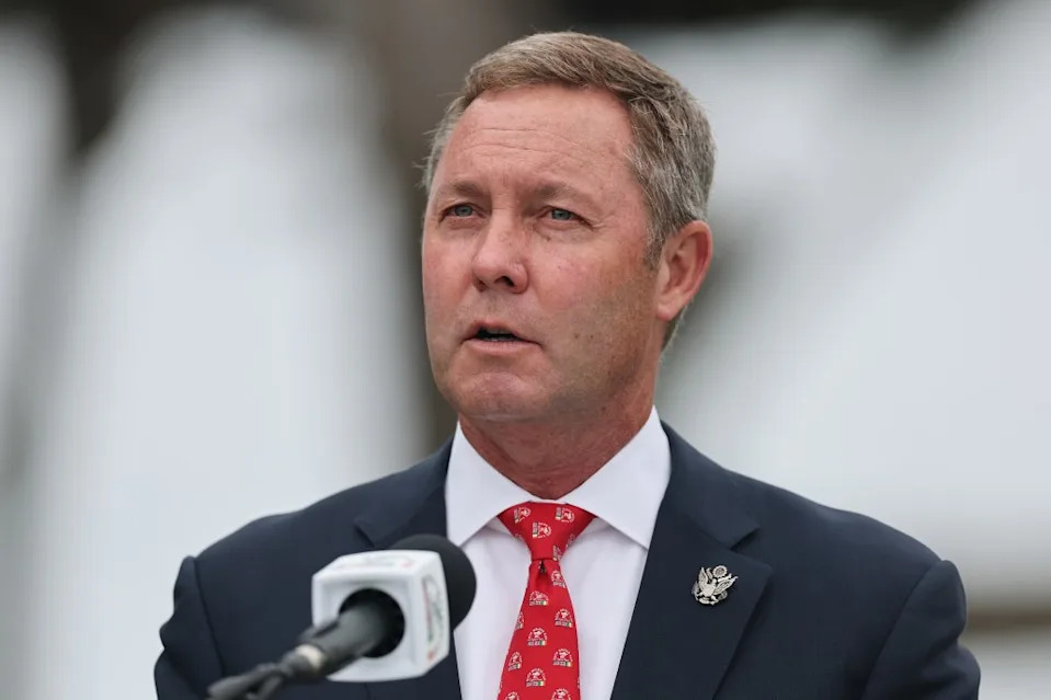 USGA CEO Mike Whan is pictured in September 2025. R&A via Getty Images