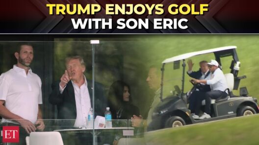Trump and son Eric seen at LIV golf tournament at Trump National Golf Club amid West Asia tensions