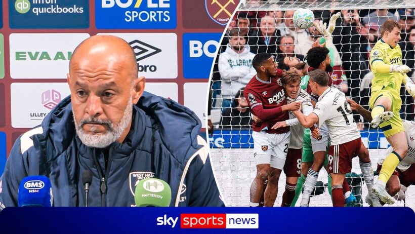 Nuno shows frustration in refereeing decision following West Ham's disallowed goal against Arsenal