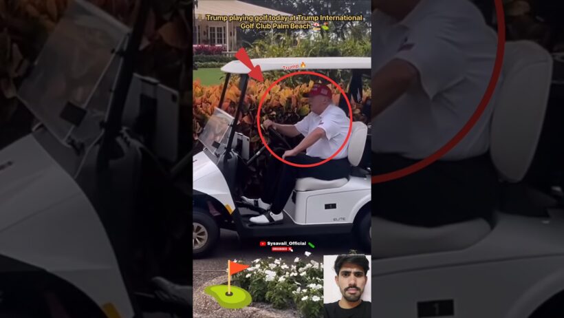 Trump playing golf today at Trump International Golf Club Palm Beach ⛳🏌️ #trump #trumpgolf #shorts