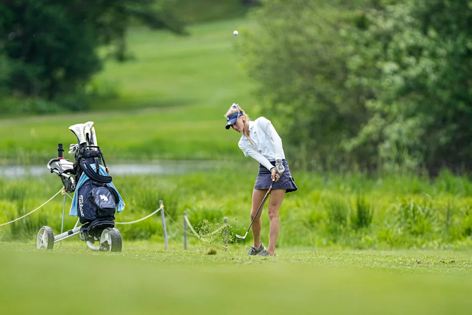 The road to a third title was a wild one for Moses Brown's Adriana Eaton, but the senior came up clutch and was able to finish off with a one-shot win over Johnston's Elizabeth Kue.