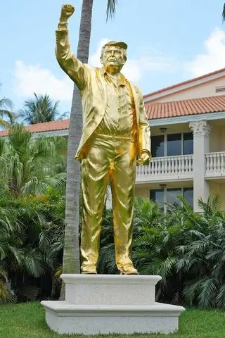 Golden Donald Trump statue at Trump National Doral in Miami on April 30.Credit: Ben Jared/PGA TOUR via Getty