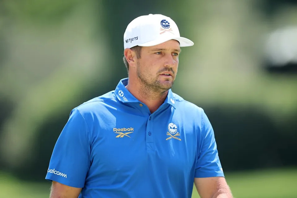 MEXICO CITY, MEXICO – APRIL 16: Bryson DeChambeau of Crushers GC looks on from second green during day one of LIV Golf Mexico City at Club de Golf Chapultepec on April 16, 2026 in Mexico City. (Photo by Hector Vivas/Getty Images)