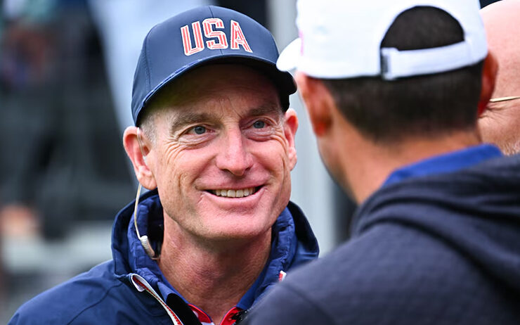 Jim Furyk takes in Hurling match during Adare Manor Ryder Cup visit