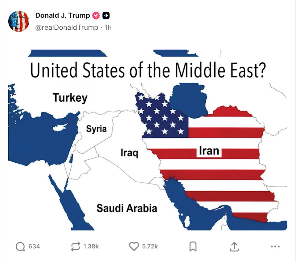 Trump's war with Iran has no apparent endgame in sight. / @realDonaldTrump/Truth Social