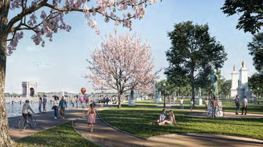 This rendering shows the proposed National Garden of American Heroes.