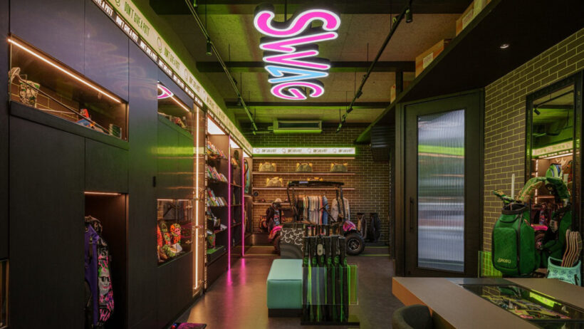 monochrome surfaces and neon accents outline swag golf’s bangkok flagship