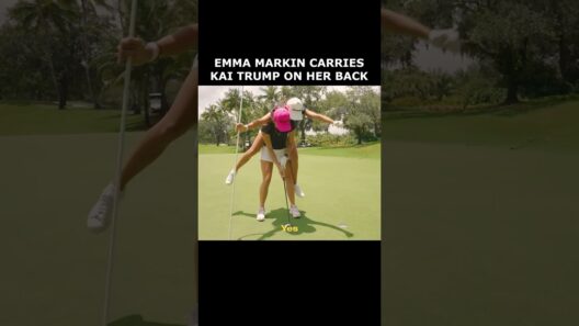 Emma Markin carries Kai Trump on her back