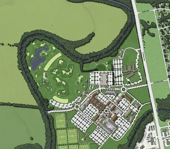 A sketch for The Banks at Brownland Farm shows the sports fields and golf course planned for the massive Franklin development, which is a partnership between BLVD Capital, the Nashville Predators and more.