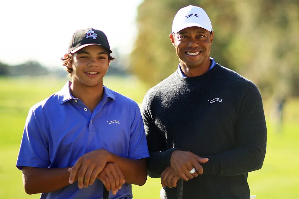 Tiger Woods and Charlie Woods on Dec. 20, 2024 in Orlando, Fla.Credit: Mike Ehrmann/Getty