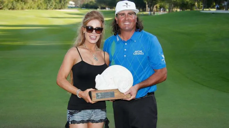 Pat Perez and his wife, Ashley Perez, are shown at a golf event.