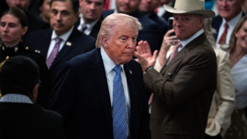 President Donald Trump is seen after speaking during a Small Business Summit in the East Room of the White House on May 4.