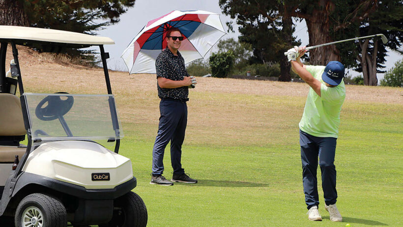 Alexander Wigginton (left) and Michael Kirihara work through a round of golf Wednesday at the Pajaro Valley Golf Club.(Tarmo Hannula/The Pajaronian)