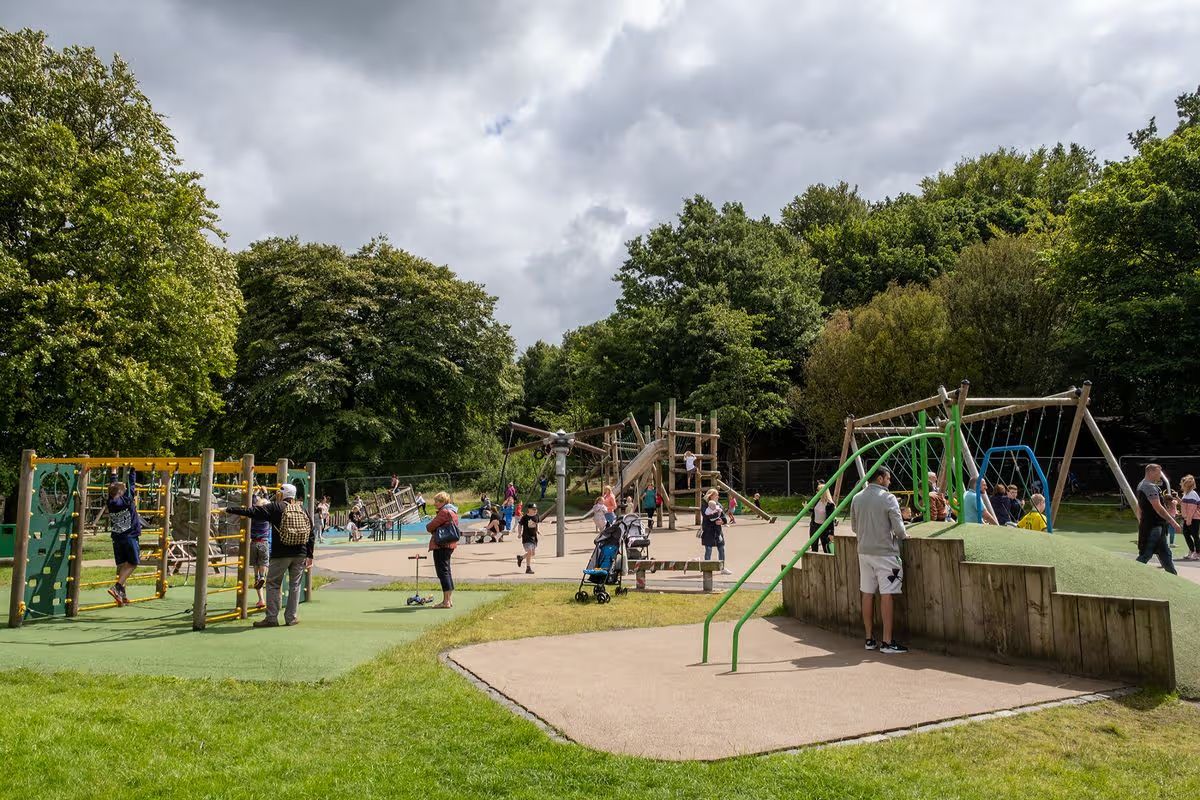 The adventure play area at Haigh Woodland Park