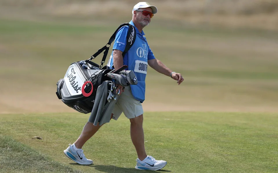 Billy Foster, caddie to Matthew Southgate during a practice round at Royal Birkdale