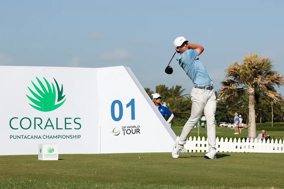  Gordon Sargenthits a tee shot on the first hole during the final round of the 2026 Corales Puntacana Championship at Puntacana Resort & Club.