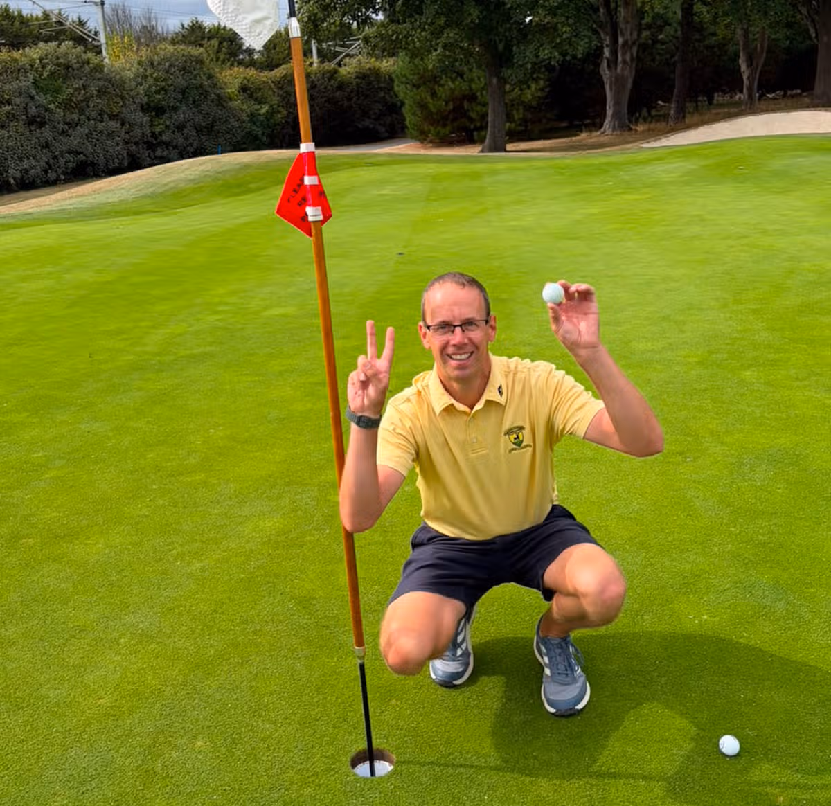 Allen after his second hole-in-one at Woodbrook Golf Club