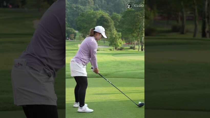 Consistently strong tee shots... Mao Saigo.