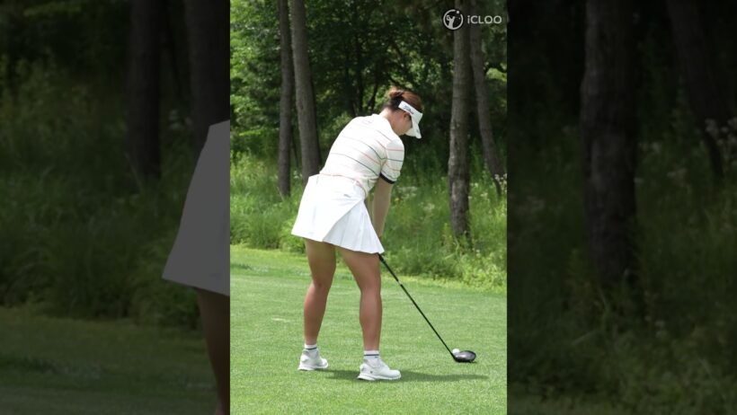 Perfect swing rhythm and tempo! She is Min Sol Kim from the KLPGA Tour.