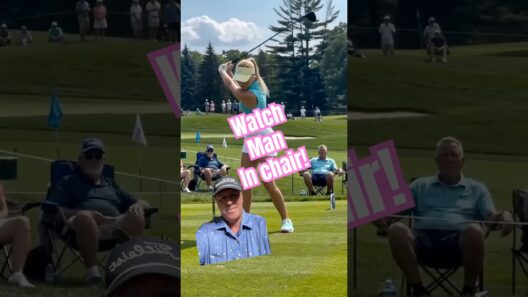 Wife and husband enjoy a LPGA golfers tee shot is funny!