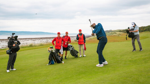 LeBron James shooting his new YouTube golf series in Scotland