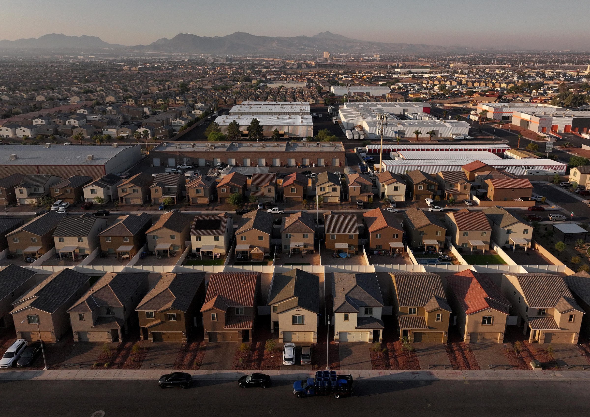 An aerial view of a housing development in Las Vegas, Nevada.