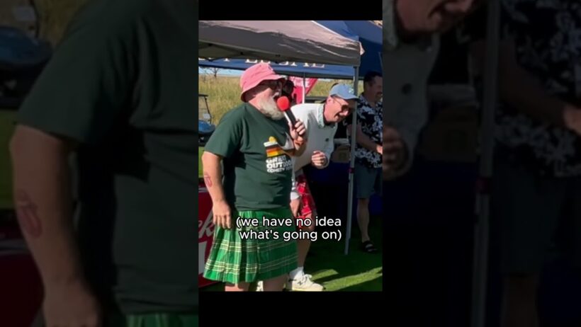 Did NOT expect that lady to bust out Gangnam Style 😂 #golf #calgary #comedian #roast #golfswing