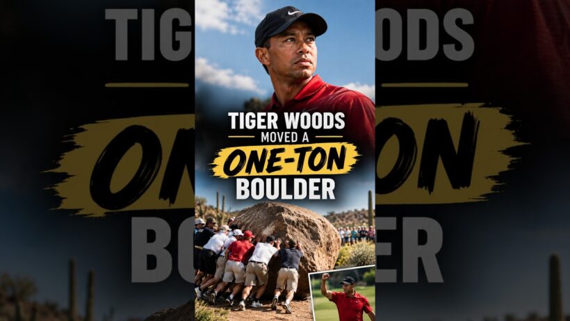 Tiger Woods Moved a One-Ton Boulder… With a Dozen Fans! 🐯⛳