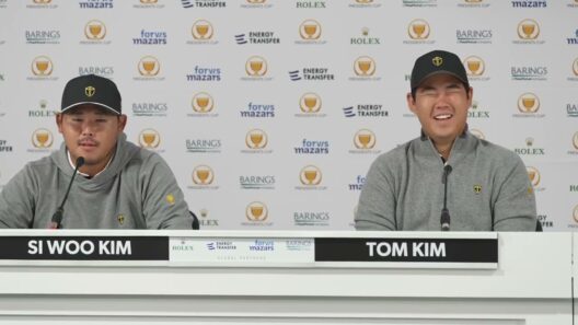 Tom Kim, Si Woo Kim, Ryo Hisatsune Discuss Opening the Scoring for International Presidents Cup Team