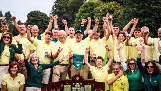 Douglas team celebrate after claiming the Barton Shield