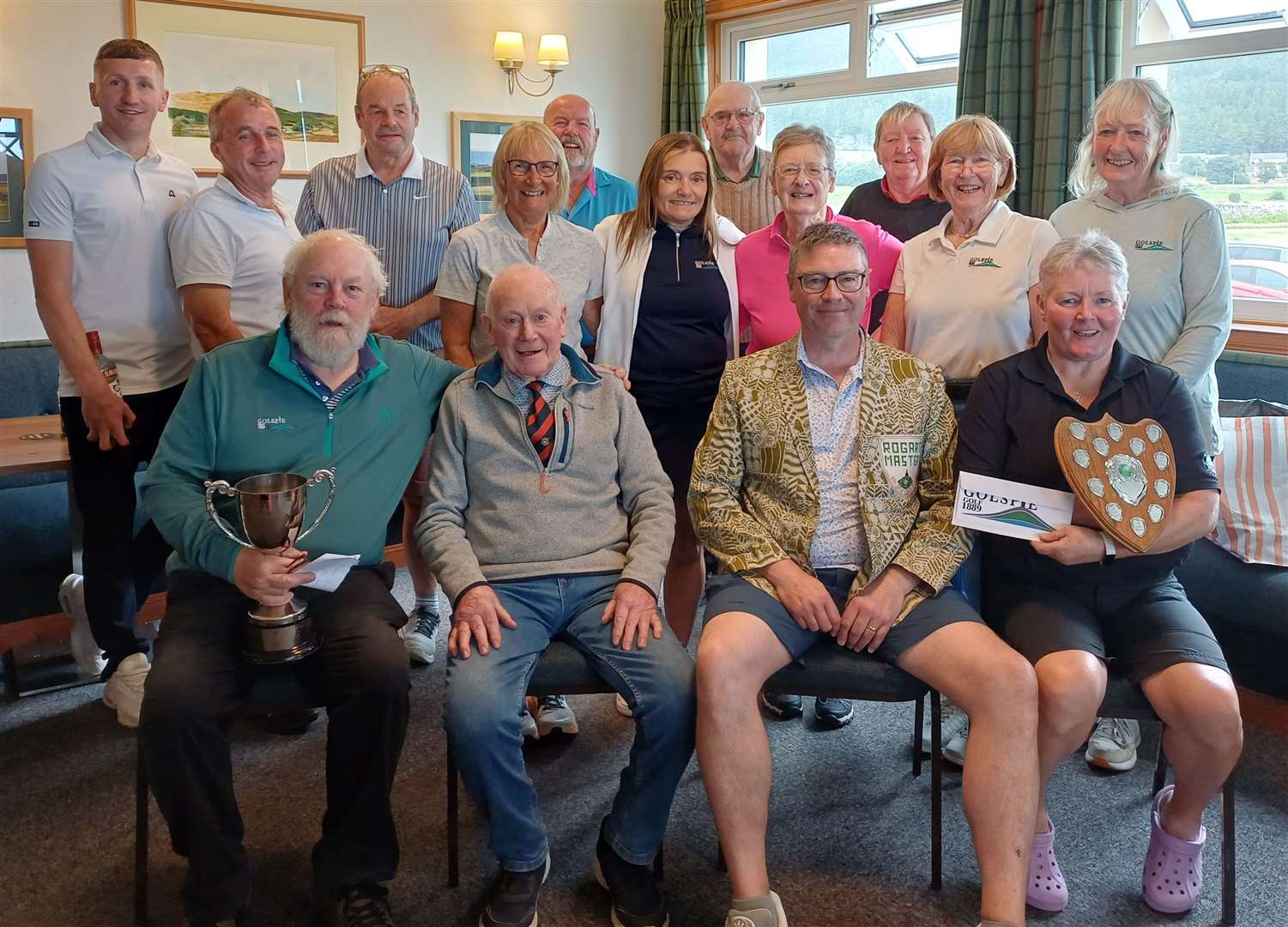 Stuart Tode was the proud winner of "The Green Jacket" at the Rogart Masters 2026; while Maggie Jamieson won the Ladies' Open and the Rogart Confined Shield that comes with it. James Yuill and James Macbeath were joint-winners of the Borthwick Cup, and also pictured is Rogart's own Sandy Mackenzie who started this competition many years ago. The competition also raised £365, which will be donated to charity.