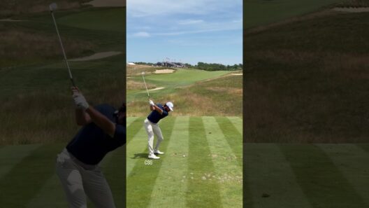 Cameron Young Long Iron Swing DTL Slow Motion at the U.S. Open full stop at the top